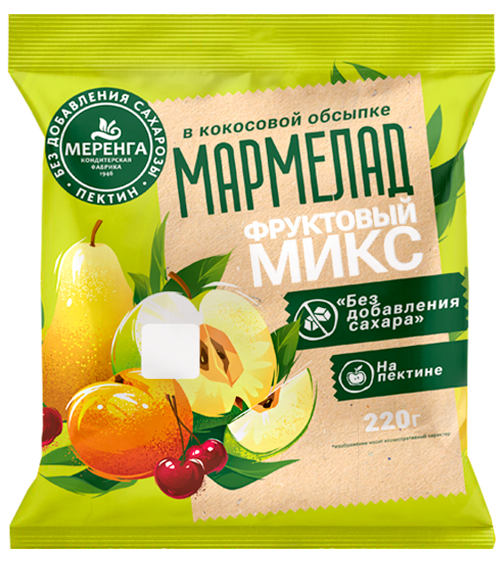  Меренга Мармелад без сахара в кокосовой обсыпке Фруктовый микс, 220г   в Лыткарине